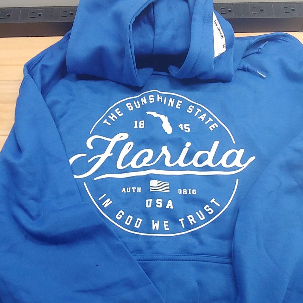 Cozy BLUE State Florida Hoodie Hooded Sweatshirt